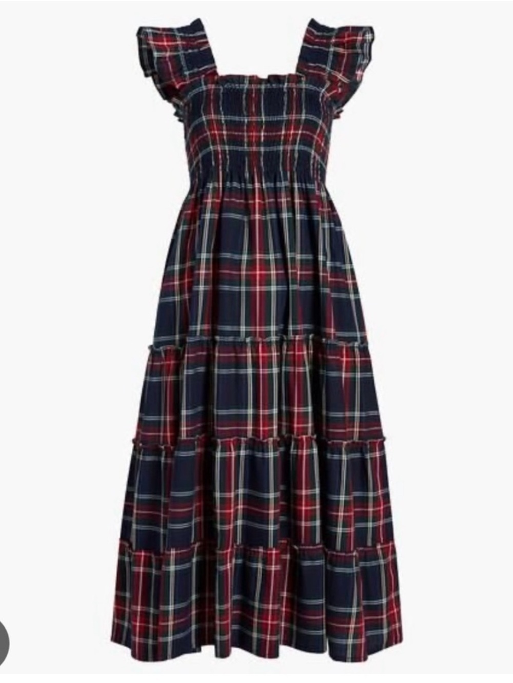 Hill House Navy Tartan Nap Dress Midi Plaid Size S